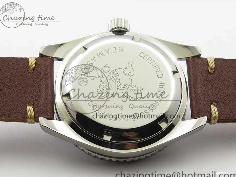 0115 Vintage Seamaster 300 Date T SS B12 Black Dial On Brown Leather Strap A2836 (Free Nylon Strap) WeatherProof 7911